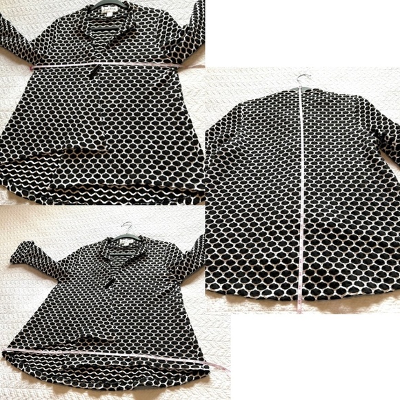 Joseph Ribkoff Asymmetrical One Button Wrap Front Jacket Black/White PrintSize 4 - Picture 11 of 14